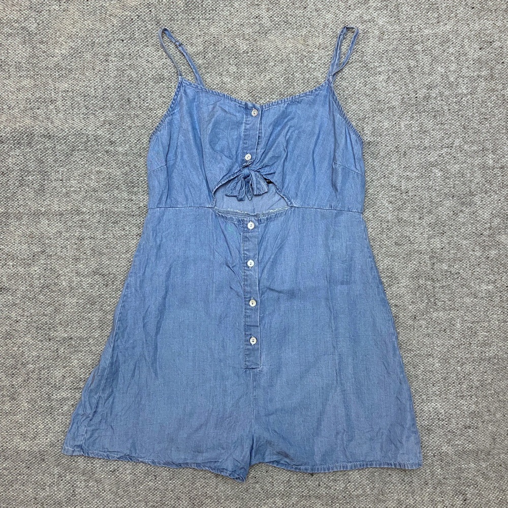 Blue Chambray Romper, Size Small